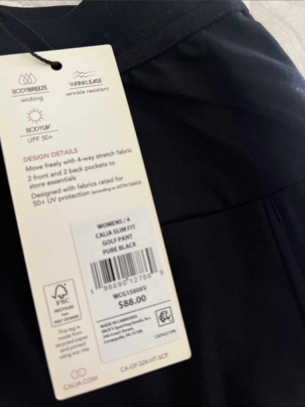 Calia Black Slim Fit Pants - Picture 2 of 6